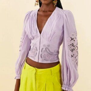 FARM Rio Lilac Lace Blouse, Large